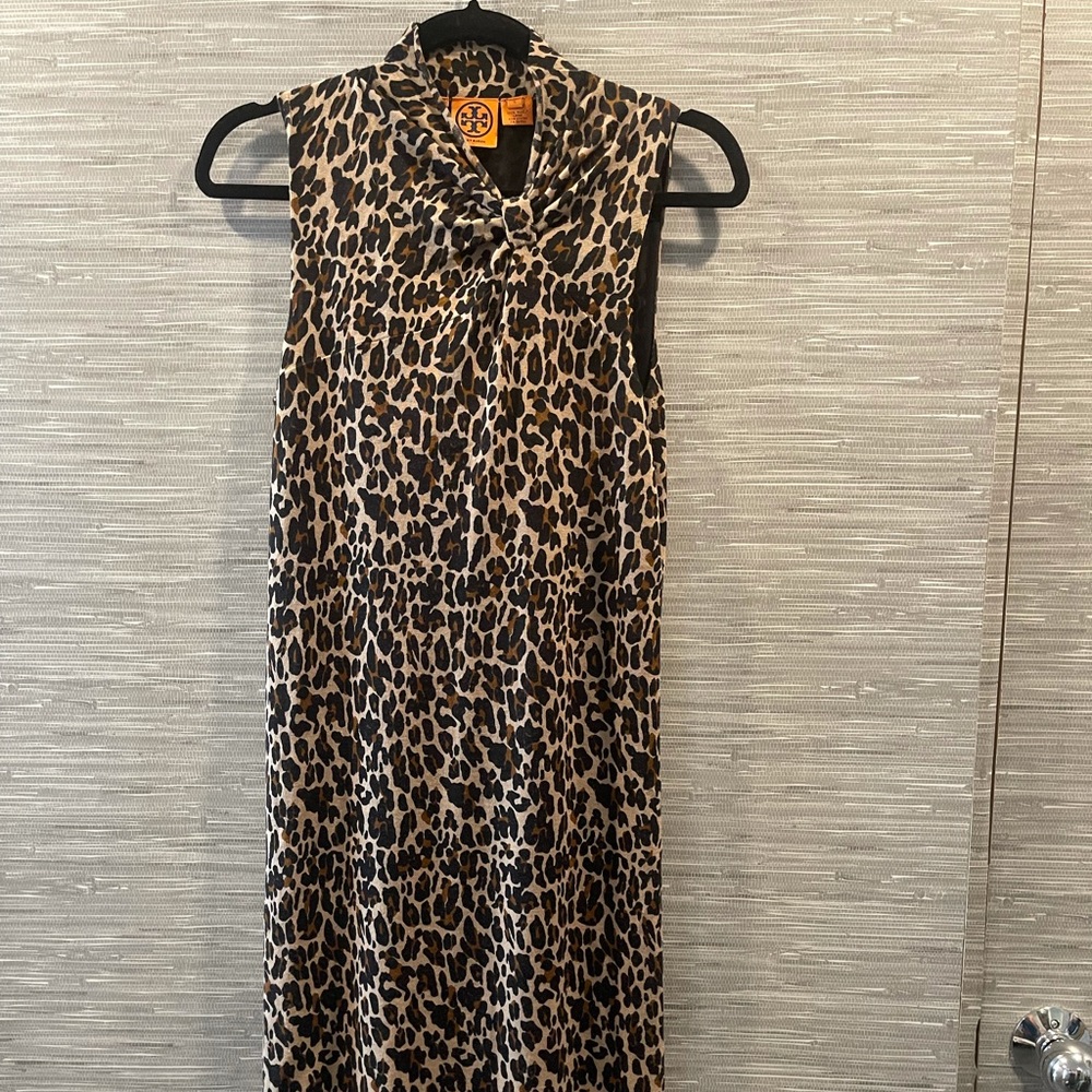 Tory Burch Leopard print midi dress. Size Small.